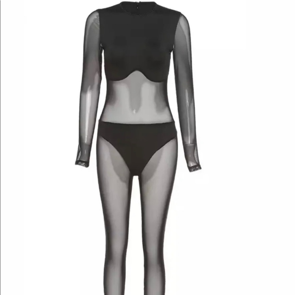 Black Sheer one piece Jumpsuit